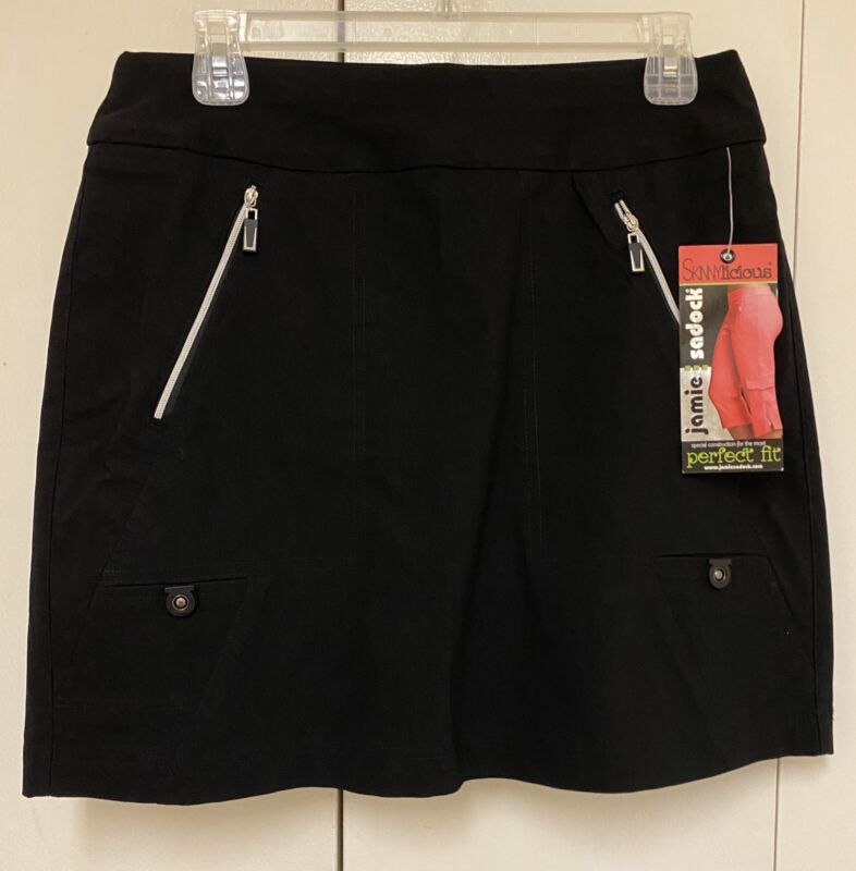 Jamie Sadock NWT Golf Tennis Skort Skinnylicious Black Multiple Pockets Size 8
