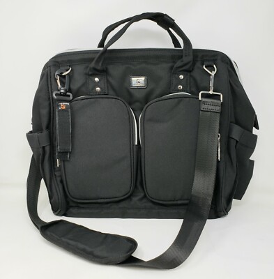 Pomelo Best Diaper Bag Tote w/ Stroller Straps & Changing Pad Black Bag 