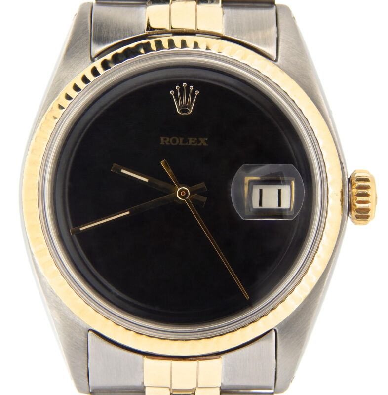 Rolex Datejust Mens 2tone Gold & Stainless Steel Jubilee W/ Black Dial 1601