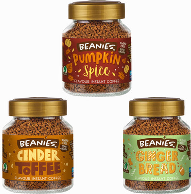 Beanies Instant Coffee Autumn variety–1 Pumpkin , 1 Cinder Toffee, 1 Gingerbread