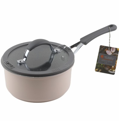 Masterclass Premium Cookware 7'' Saucepan with Lid 2.1 qt Light Pink Gray