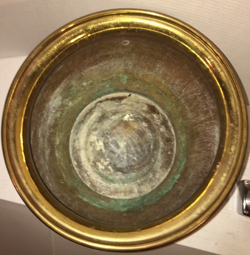 Beautiful Antique Brass Planter S.W. Farber New York Hammered Brass w Lion