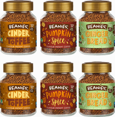 Beanies Instant Coffee Autumn variety–2 Pumpkin , 2 Cinder Toffee, 2 Gingerbread