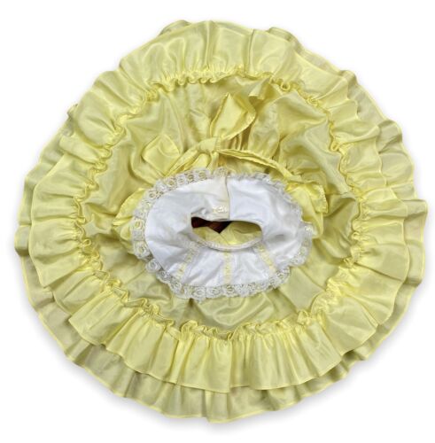 Vtg Martha's Miniatures Yellow Ruffle Dress White Lace Baby Gi...
