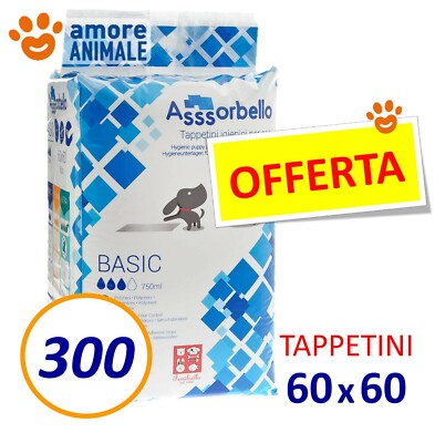 300 TAPPETINI Assorbello 60x60 BASIC - Traverse assorbenti per cani ex Fuss Dog