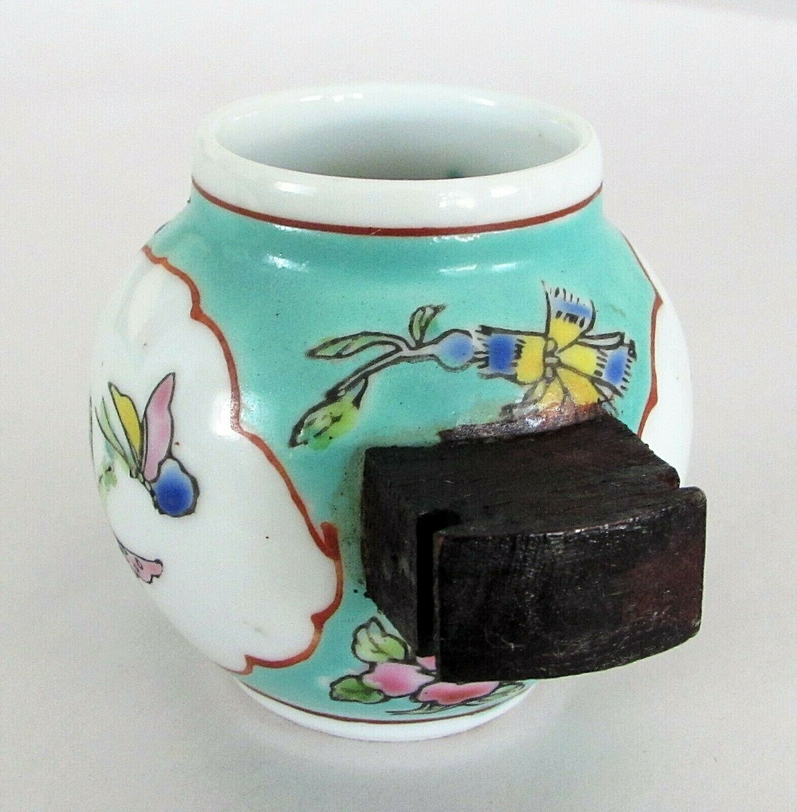 Chinese Ceramic Bird Cage Water Cup Feeder Multi-Color Maker's Mark 3