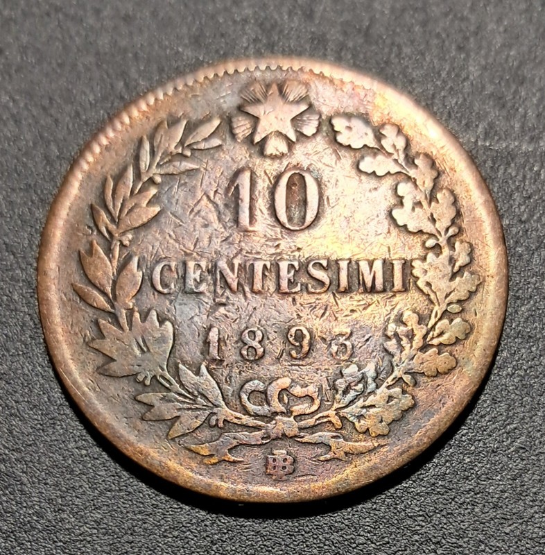 Italie; 10 Centesimi 1893 Bi