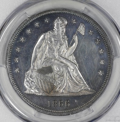 1866 SEATED LIBERTY DOLLAR $1 PCGS CERTIFIED PR61 PROOF MOTTO UNCIRCULATED (095)