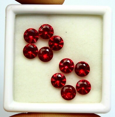 7.44 Ct Natural Red Ruby Round Cut 6mm 10 Pcs Lot Loose Gemstone  Certified.