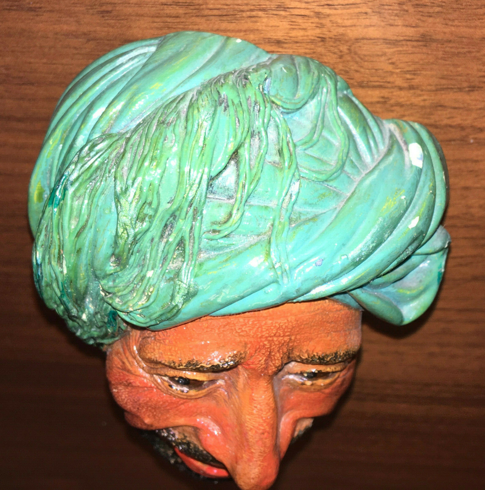 Vintage 1959 Bossons Kurd Kurdish Chalkware Head Hand Painted Plaque Figure Art