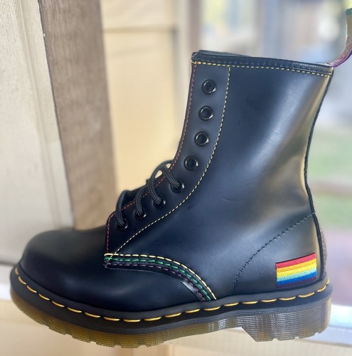 Dr. Martens 1460 Rainbow Pride Black Leather Boots UK 3 MENS