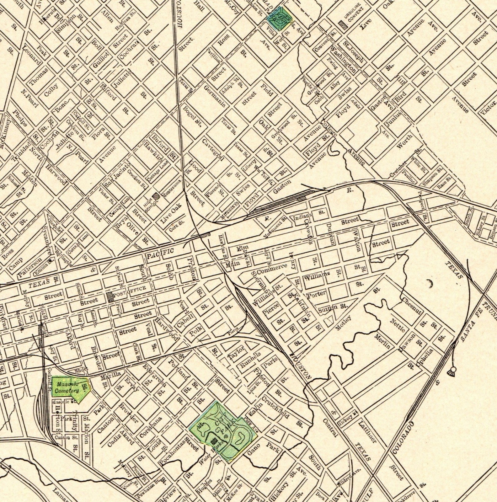 1900 Antique DALLAS Texas Map Vintage Original City Map of Dallas Texas  6536
