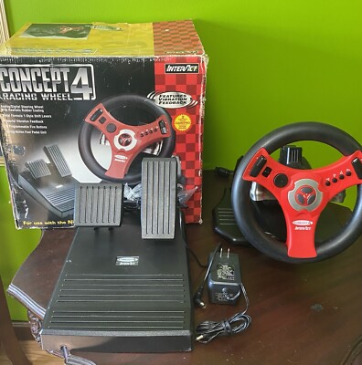 Concept 4 Racing Wheel Nintendo 64 Steering Wheel Pedals power supply N64 CIB
