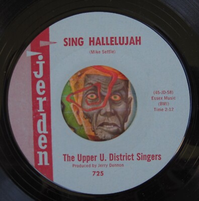 HEAR Upper U District Singers 45 Sing Hallelujah / Green Satin JERDEN folk M-