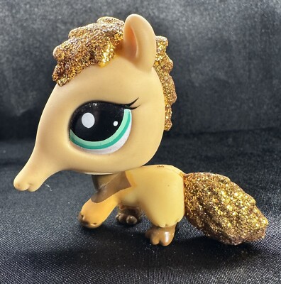 LPS Littlest Pet Shop Gold Glitter Anteater #2133 Green Eyes