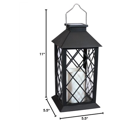 Sunnydaze Concord 11-Inch Solar LED Decorative Candle Lantern -Tabletop/Hangi...