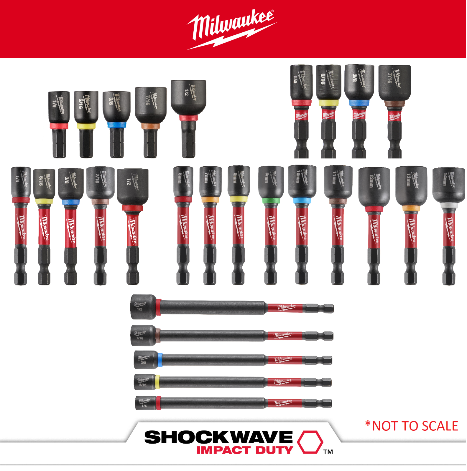 Milwaukee SHOCKWAVE Impact Duty Magnetic Nut Driver Bits ALL SIZES IN STOCK eBay