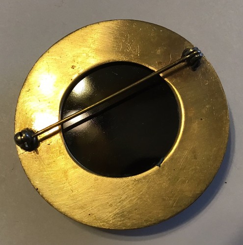 VINTAGE ART DECO GOLD FILLED BLACK CAMEO BROOCH