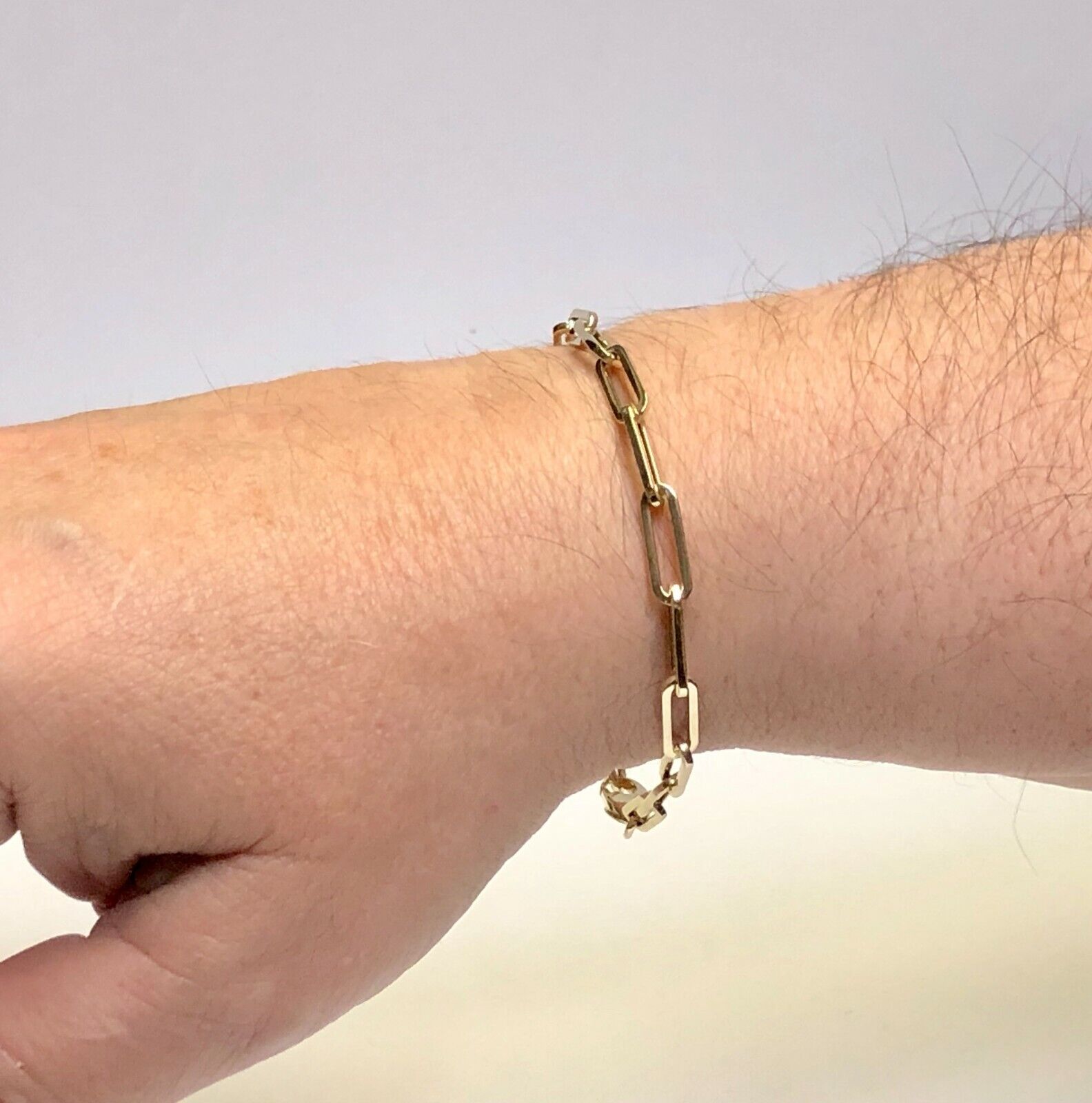 Pre-owned R C I 10kt Yellow Gold Lite Paperclip Link Chain Bracelet 7.5 Inch 1.7 Grams 4.2mm In No Stone