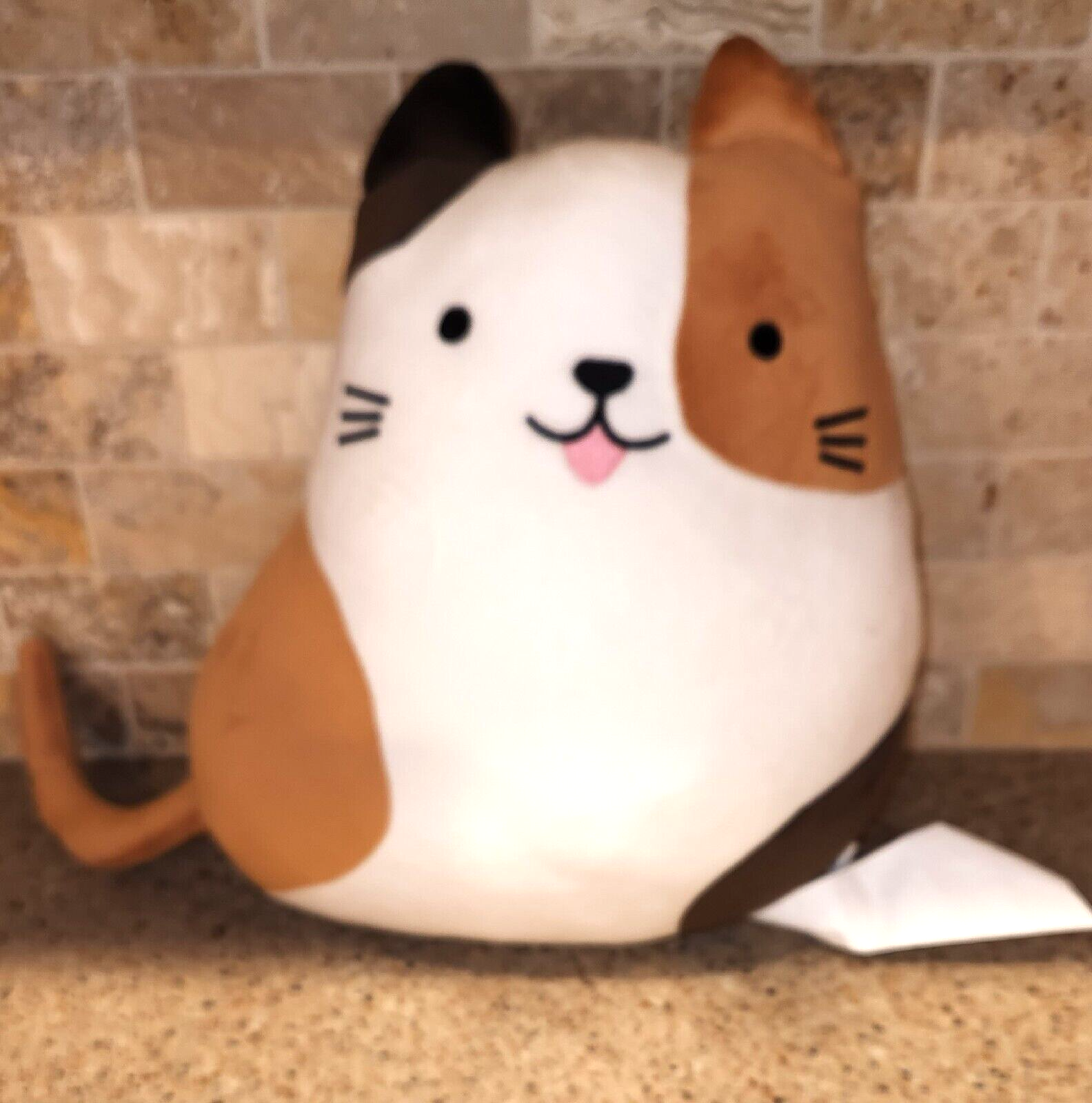 Daiso Soft Plush Calico Fat Cat Kitty Pillow Stuffed 13"