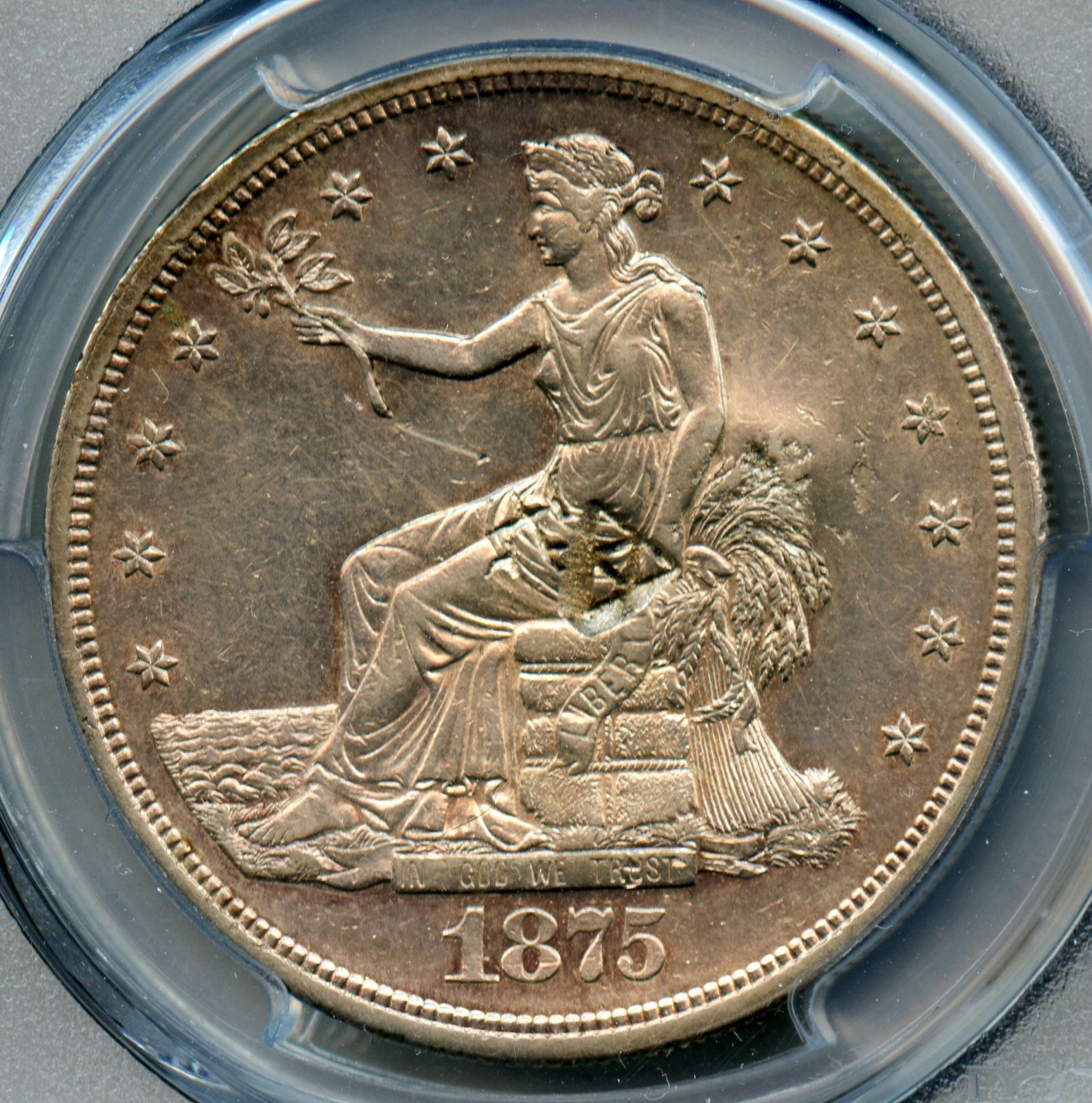 1875 S Trade Silver Dollar PCGS AU 55 Chop Mark