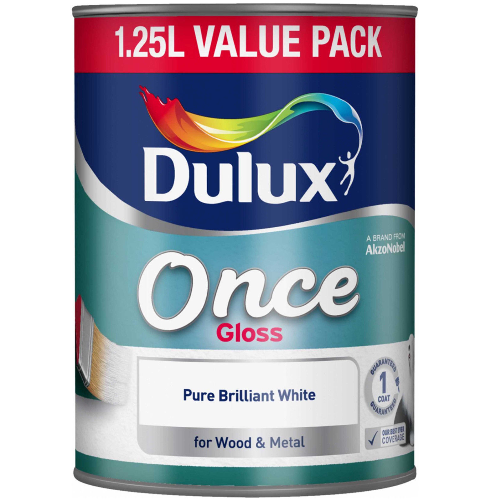 Dulux 1.25L Once Gloss Brilliant White For Wood Metal One