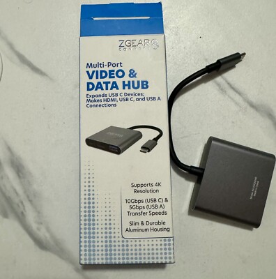 ZGEAR USB-C TO HDMI, USB-C, USB-A VIDEO & DATA MULTI-PORT HUB #106927#