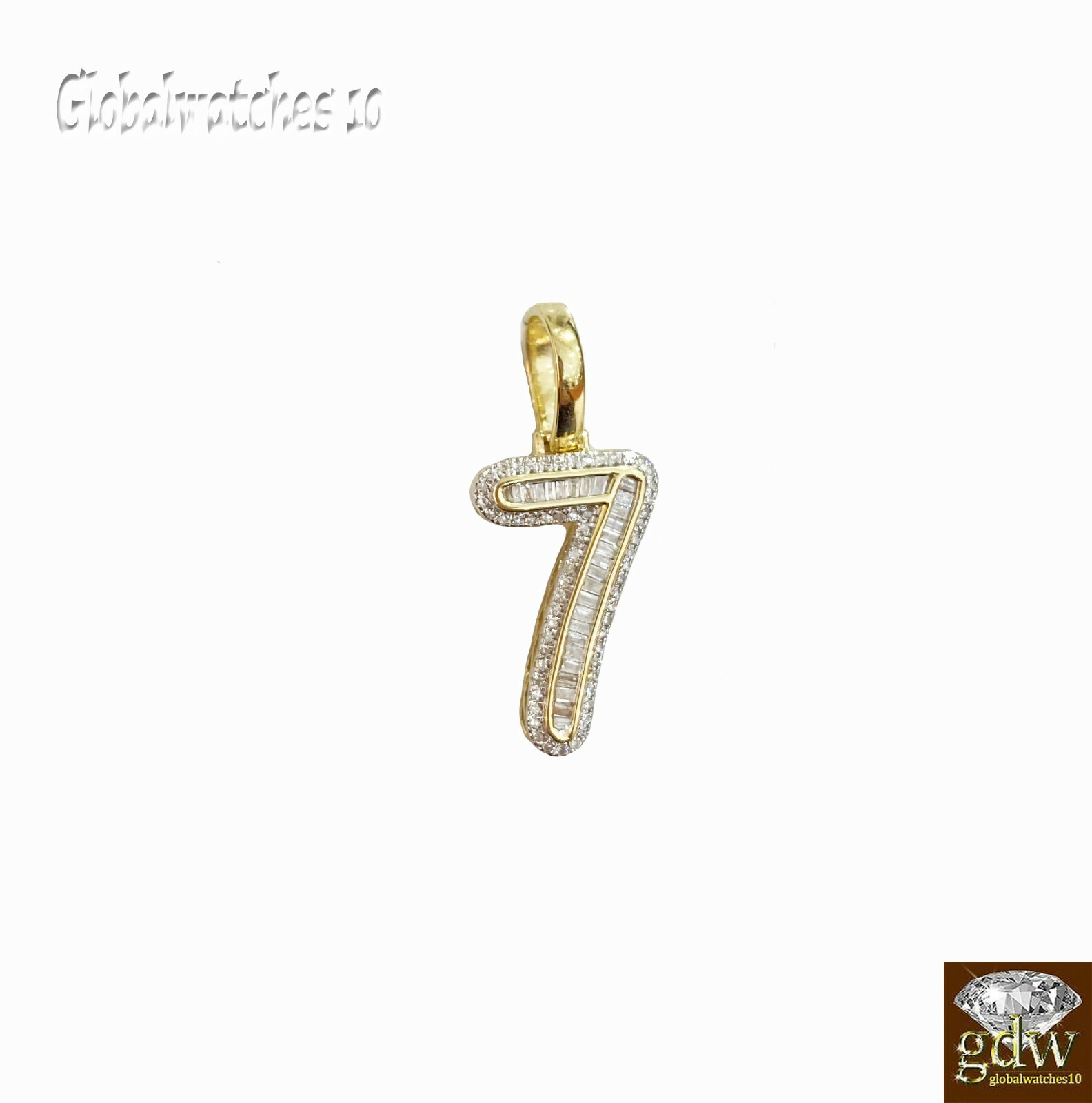 Pre-owned G&d 10k Gold Diamond Number Charm Pendant For Men Women Initial Number Letter Real