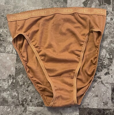 NWT VICTORIA'S SECRET L TAN RUST 100% COTTON VINTAGE RARE HI LEG BRIEF PANTIES