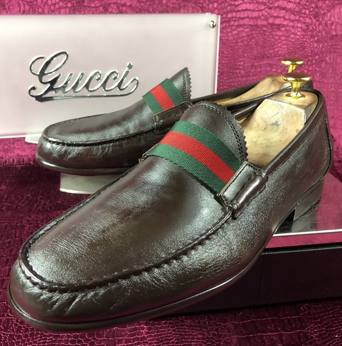 NIB Authentic Gucci Web Leather Men Loafers In Brown Gucci Leather Loafer With Gg Web in Brown for Men | Lyst main image 4