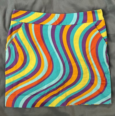 WOMENS 4 MOD MULTI DAY GLO SWIRL LOUDMOUTH LADIES GOLF SKIRT SKORTS W/BRIEFS VNC