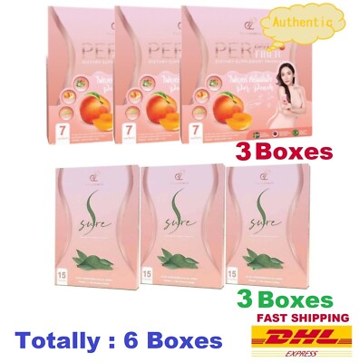 Set 6 Per Peach Fiber 3 + S-Sure 3 Slimming Weight Control SUPPLEMENT BURN DETOX