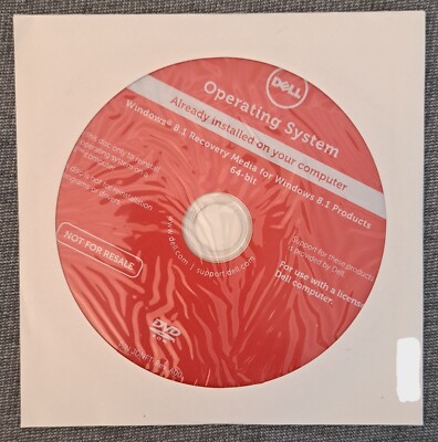 SEALED Microsoft Windows 8.1 64-Bit DELL OS Reinstallation Recovery DVD - No Key