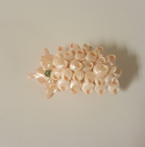 Handmade Vintage Shell Brooch Pink Delicate