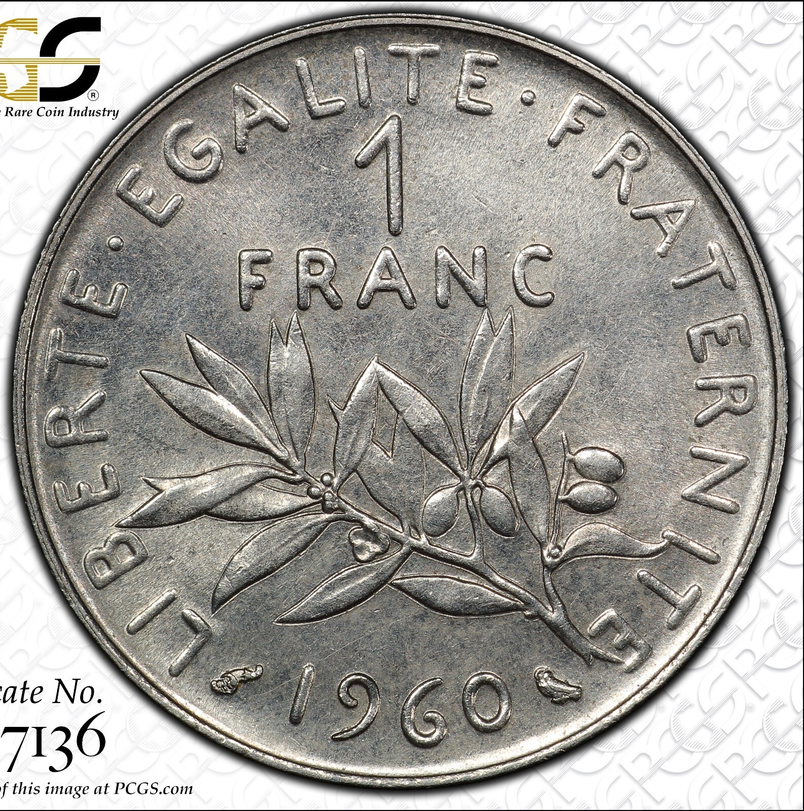 France, First Year Issue, 1 Franc 1960, Small Zero Variety