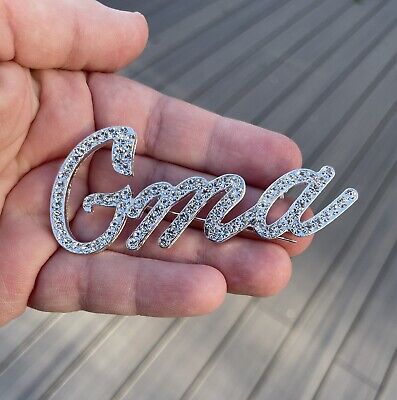 Custom script Gma G-ma grandma nickname brooch rhinestone pin NEW Jewelry Gift