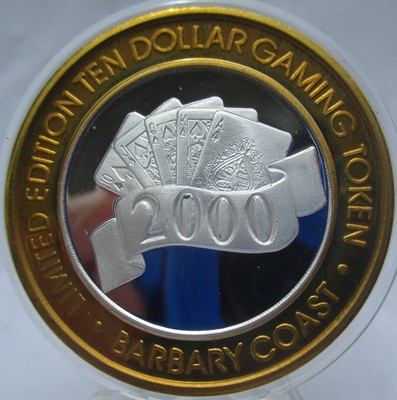 $10 Barbary Coast Casino, Las Vegas, NV;  .999 SILVER Strike --   2000