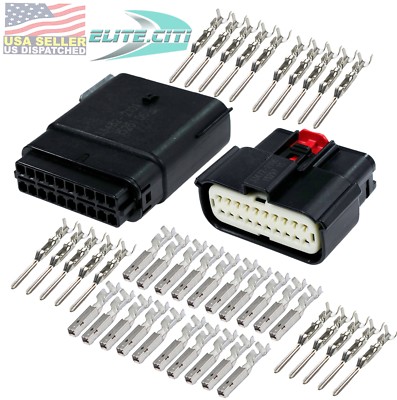 Molex 20 Pin Wire Connector, Harley BLACK Waterproof, Sealed Kit, MX150  w/CPA