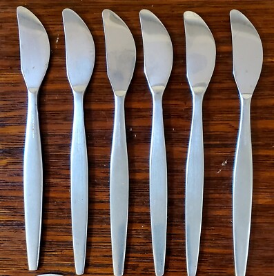 Vintage Mid Mod GENSE ''FOCUS'' Table Knives 7 7/8'' SWEDEN 18-8 Stainless Set Of 6