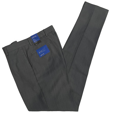 APT. 9 Mens Slim Fit Dress Pants 32X38 Big & Tall Heather Grey W32L38 -Easy Care