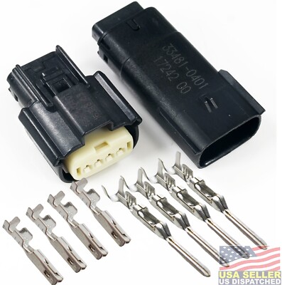 Molex 4 Pin Single Row Wire Connector, Harley BLACK , Sealed Kit, 4-Way MX150 