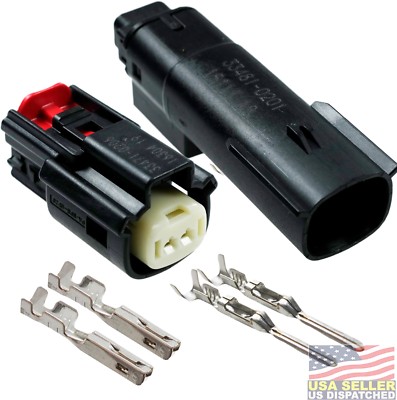 Molex 2 Pin Wire Connector, Harley BLACK Waterproof, Sealed Kit, MX150  w/CPA