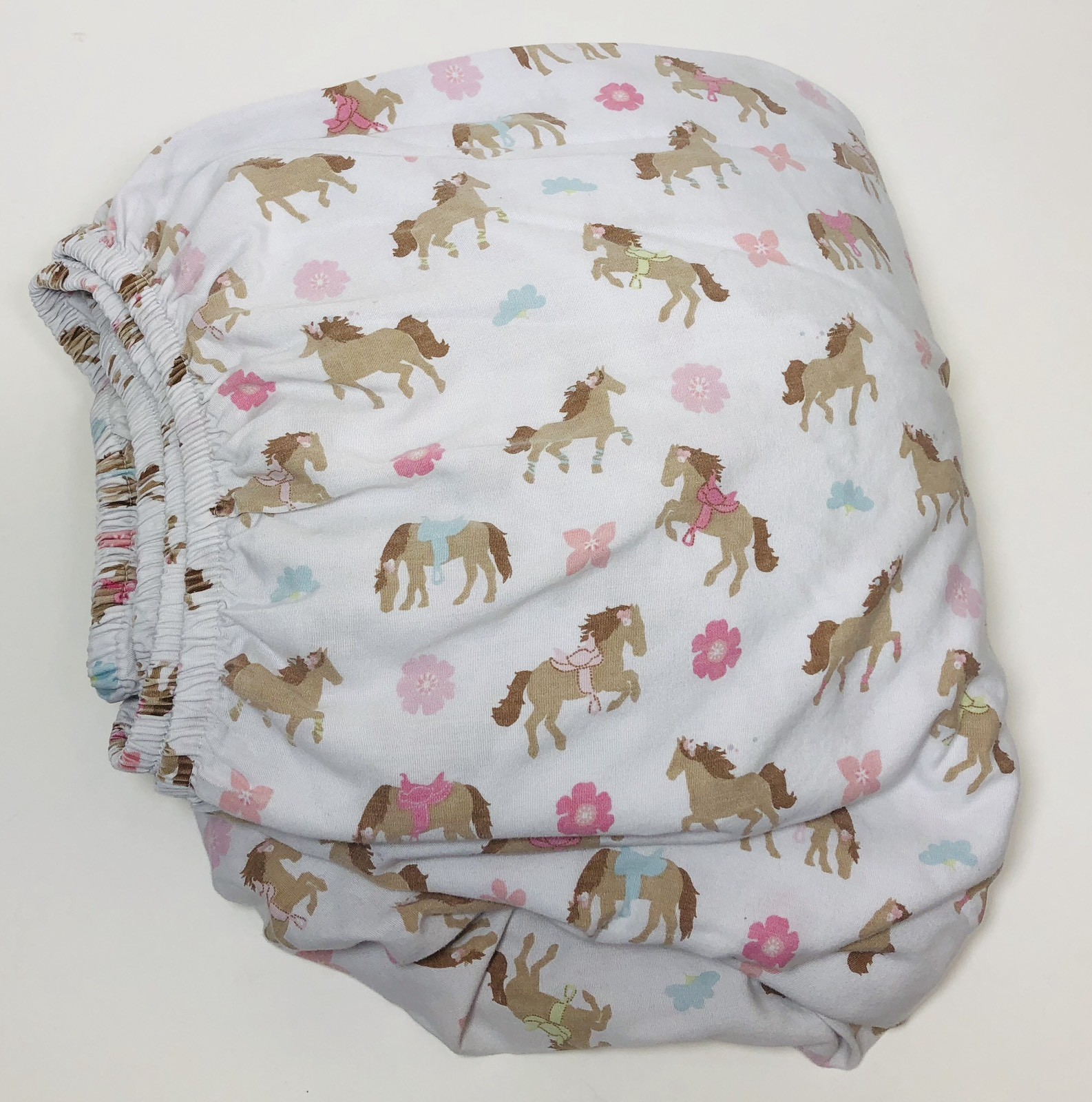 Target Circo Full Fitted Sheet Horses Ponies Flowers White Brown Pink Blue 2011
