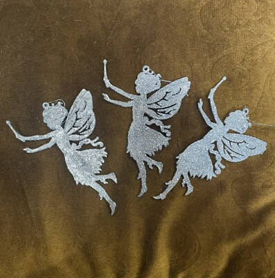 FAIRY Ornaments Christmas Silver Pixie Faerie New Fantasy Set Of 3