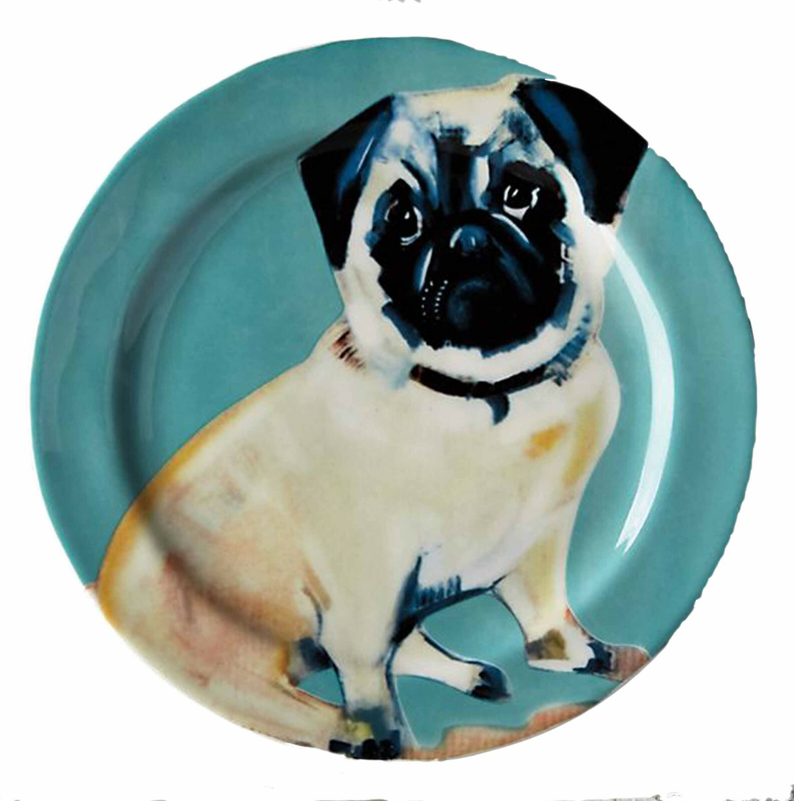 Sally Muir Anthropologie Dog-a-Day Stoneware Dessert Plate - Pug