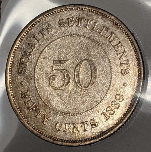 1888 Straits Settlements 50 Cents ~ Queen Victoria ~ Scarce