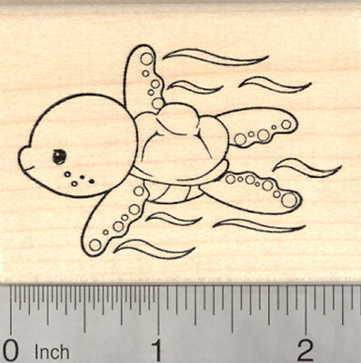 Sea Turtle Rubber Stamp, Marine Wildlife, Reptile J24602 WM