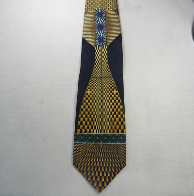 Alan Stuart Optical Illusion !00% Silk Tie Made in Italy 57 1/2'' X 4''