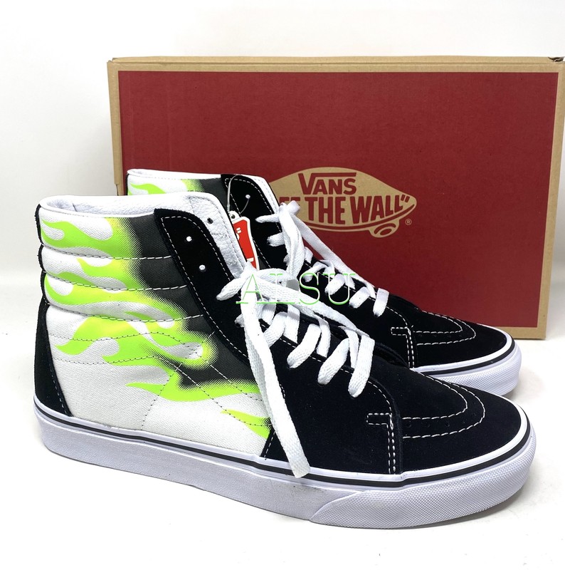 VANS SK8-HI Flame Canvas Suede Black Green Men's Sneakers VN0A4U3CXEY:  купить с доставкой из США, цена 6 191 руб - (133557097568)