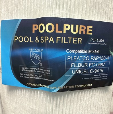 New POOLPURE PLF150A Pool Filter Replaces Pentair CC150, CCRP150